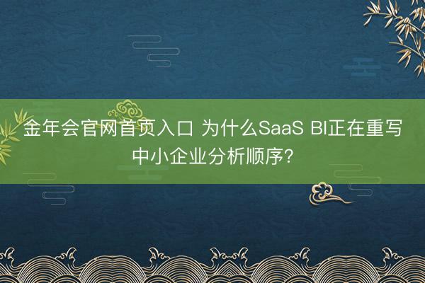 金年会官网首页入口 为什么SaaS BI正在重写中小企业分析顺序?