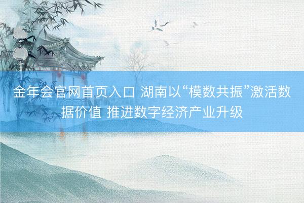 金年会官网首页入口 湖南以“模数共振”激活数据价值 推进数字经济产业升级