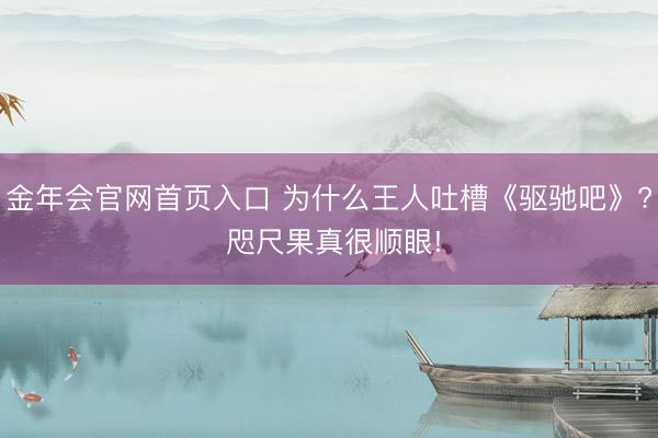 金年会官网首页入口 为什么王人吐槽《驱驰吧》? 咫尺果真很顺眼!